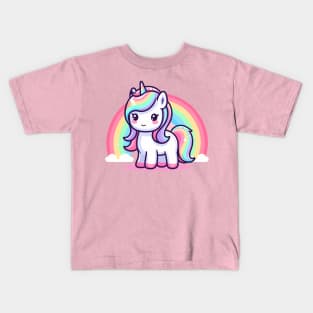 cute unicorn with rainbow cartoon Kids T-Shirt